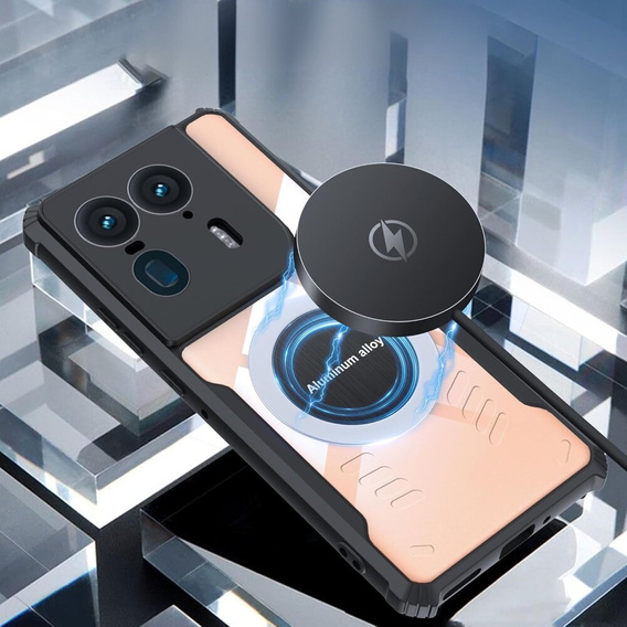 Чехол для Motorola Edge 50 Ultra, с магнитной пластиной, прозрачный / черный