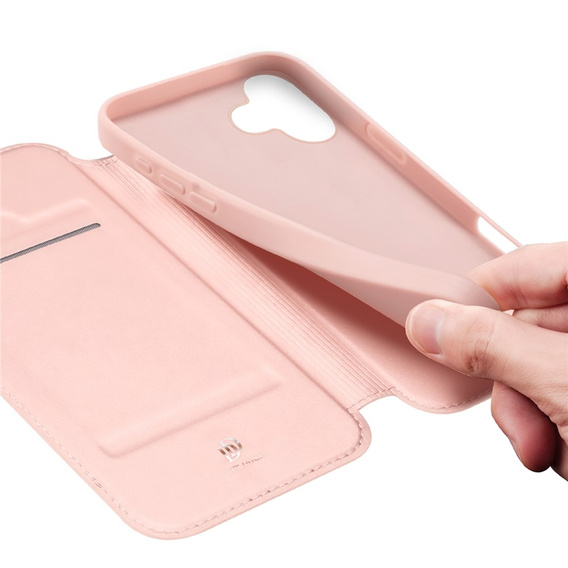 Чехол Dux Ducis для iPhone 17, Skin Pro, с клапаном, со слотом для карт, розовый