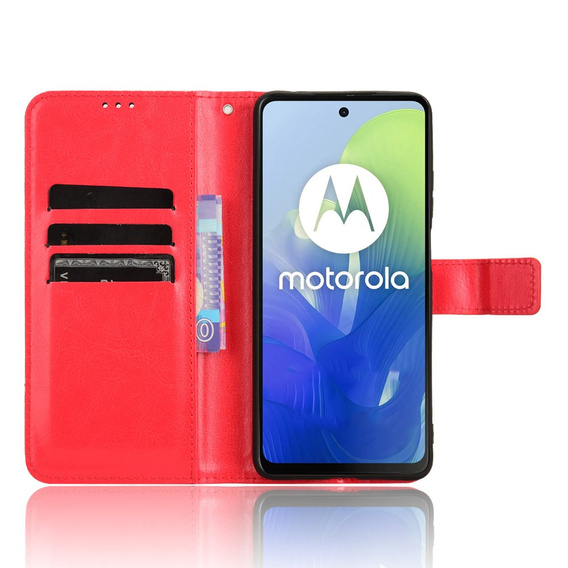 Откидной чехол для Motorola Moto E14, Crazy Horse Wallet, красный