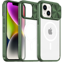 Чехол до iPhone 14, Slide Camera Magsafe, зелёный