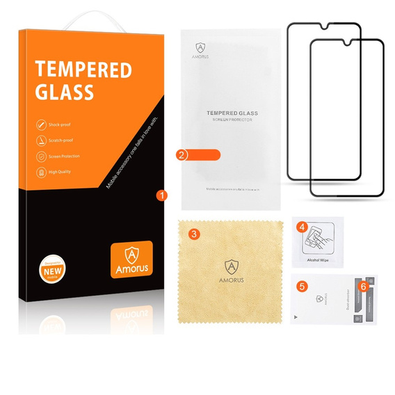 Закаленное стекло Amorus Full Glue для Samsung Galaxy A25 5G, черная рамка