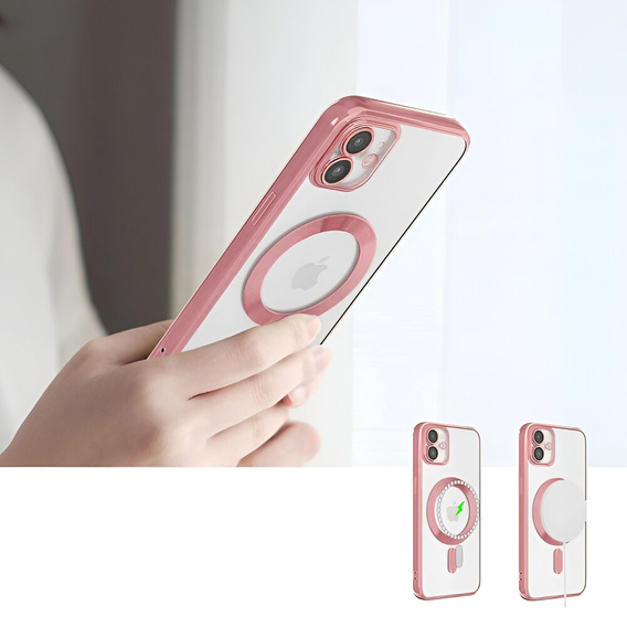 Чехол для iPhone 12, Electro MagSafe, розовый + стекло для экрана