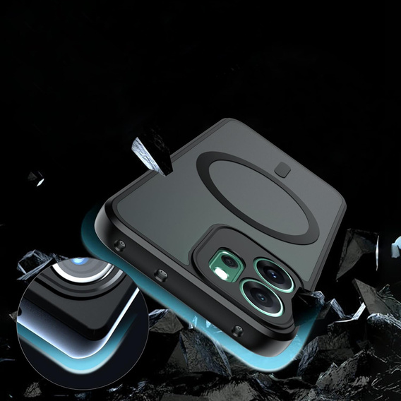Матовий чохол для Oppo Reno 14F, для MagSafe, напівпрозорий чорний