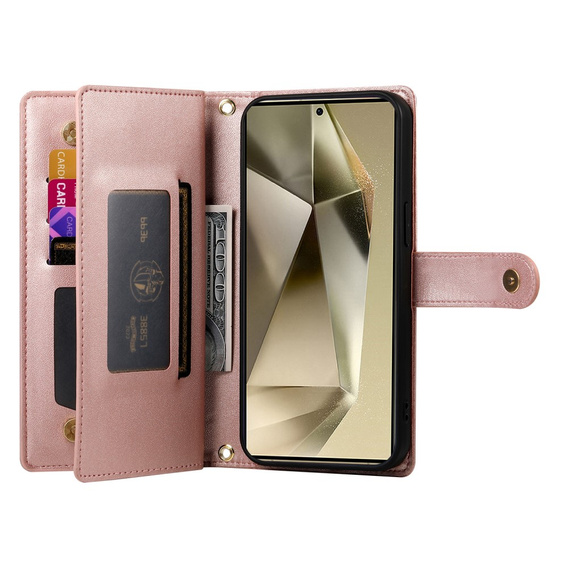 Чохол-книжка для Samsung Galaxy S25 Ultra, Wallet Zipper Pocket, рожевий