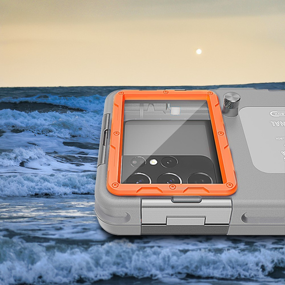 Универсальный водонепроницаемый чехол для телефона SHELLBOX, серебристый/оранжевый