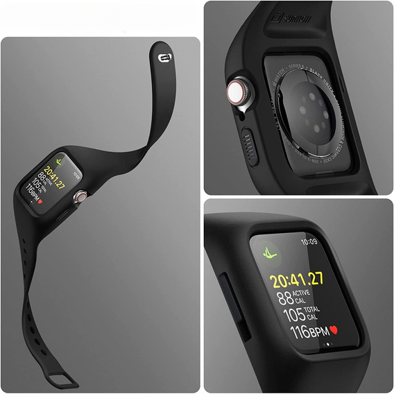 Ремінець + чохол Suritch для Apple Watch 4/5/6/7/8/SE 44/45mm, чорний