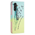 Откидной чехол для Samsung Galaxy A35 5G, Wallet, Feather синий / жёлтый
