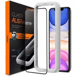 Закалённое стекло с рамкой для монтажа SPIGEN Alm Glas FC iPhone 11 / iPhone XR