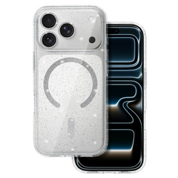 Чехол для iPhone 16 Pro Max, ERBORD Glitter MagSafe, прозрачный + стекло для экрана