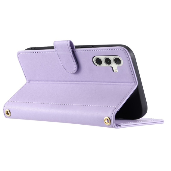 чехол-крышка для Samsung Galaxy S25 FE, Rhombus Crossbody Leather, фиолетовый
