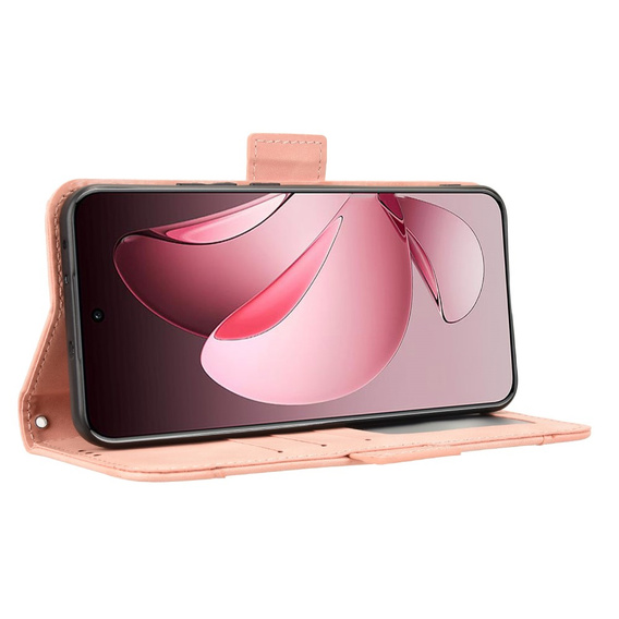 Футляр з клапаном для Oppo Reno 13 Pro, Card Slot, рожевий