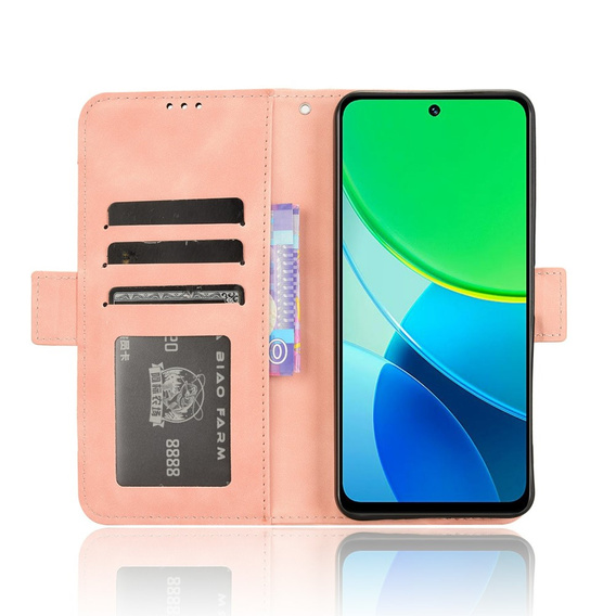 Откидной чехол для Vivo Y19s, Card Slot, розовый