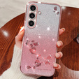 Чехол для Samsung Galaxy S23 FE, Glitter Flower, розовый rose gold