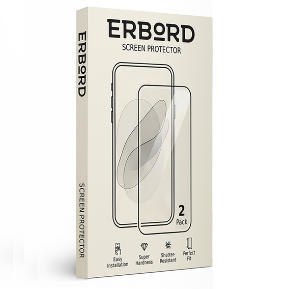 2x Загартоване скло для Xiaomi Redmi Note 8 Pro, ERBORD 9H Hard Glass на екрані
