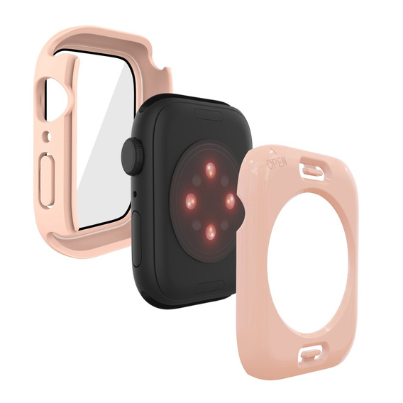 2в1 чехол и защитное стекло для часов Apple Watch 7/8/9 45mm, Pink