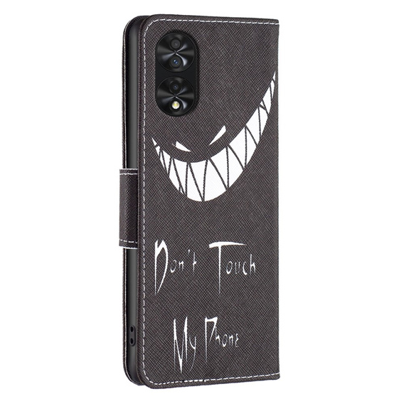 Откидной чехол для TCL 40 NxtPaper, Wallet, Don't Touch My Phone чёрный