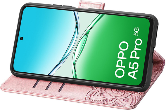 Чохол-книжка для Oppo A5 Pro 5G, Butterfly, рожевий rose gold