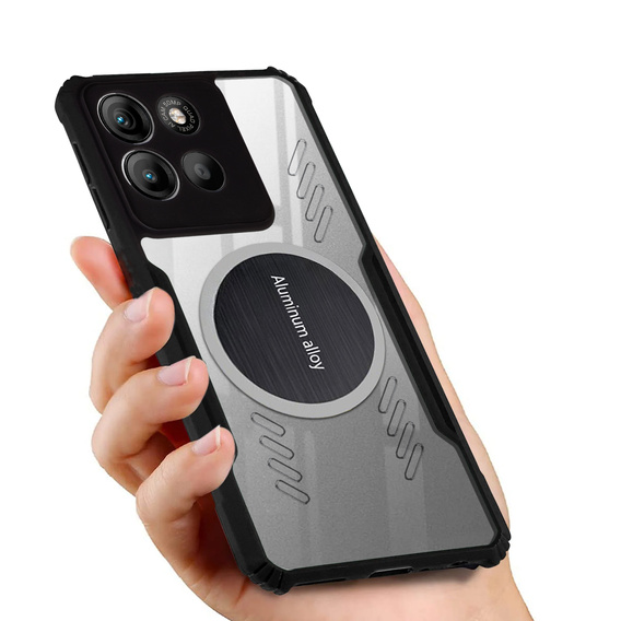 Чохол для Motorola Moto G15 / Motorola Moto G15 Power, з магнітною пластиною, прозорий / чорний