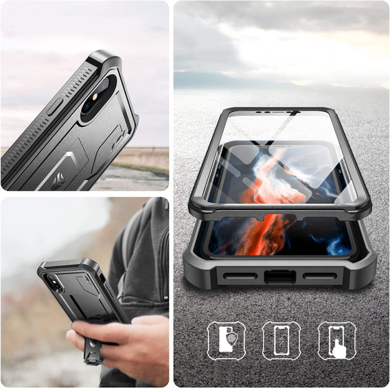 Броньований чохол для iPhone X / XS, Dexnor Full Body, чорний