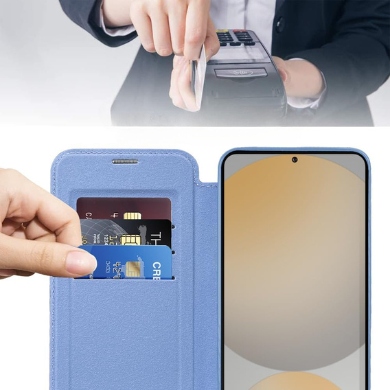 Откидной чехол для Samsung Galaxy S25 FE, RFID Wallet MagSafe CamShield, синий