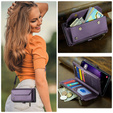 Чехол CASEME для Samsung Galaxy S25 FE, RFID Leather Wallet, с плечевым ремнем, фиолетовый
