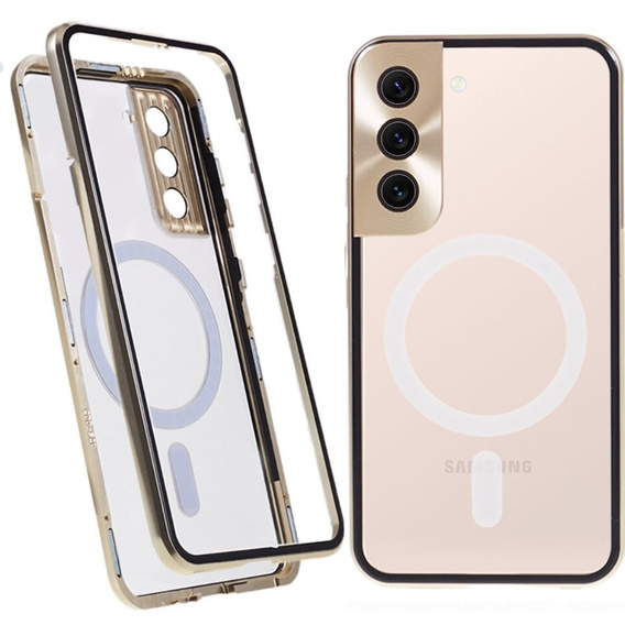 Магнітний чохол Dual Glass MagSafe для Samsung Galaxy S21+ Plus, золотий