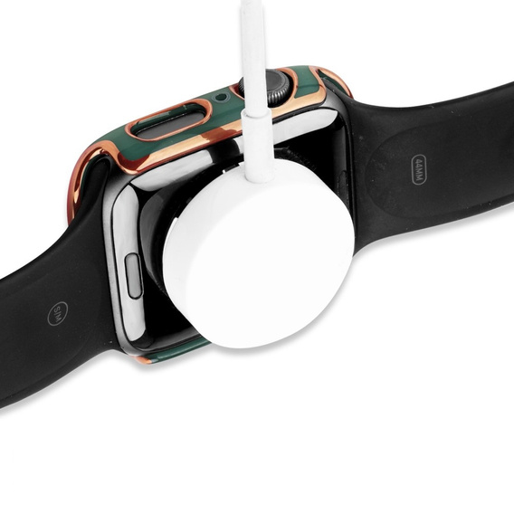 2в1 чехол и защитное стекло для часов Apple Watch 7/8 45mm - Green / Gold