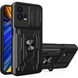 Бронированный чехол для Motorola Edge 30 Fusion 5G, Camera Slide Card Slot, чёрный