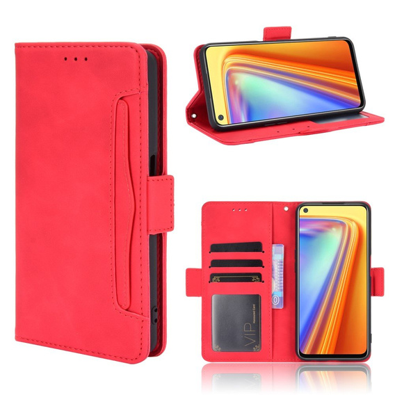 Откидной чехол для Realme 7, Card Slot, красный