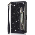 Чохол-книжка для Samsung Galaxy S24 Ultra, Wallet Zipper Pocket Glittery, чорний