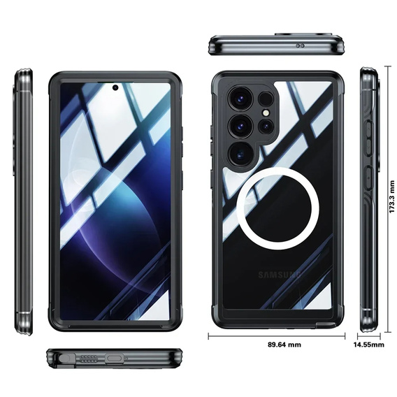 Чохол для Samsung Galaxy S25 Ultra, Shockproof, зі склом, для MagSafe, чорний