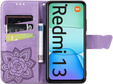 Откидной чехол для Xiaomi Redmi 13, Butterfly, фиолетовый