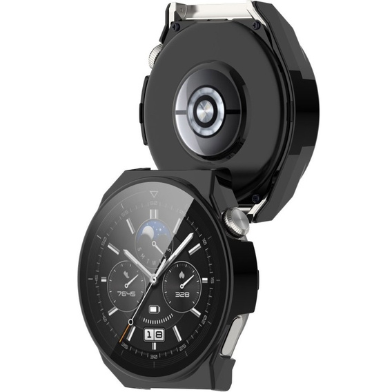 Силиконовый футляр со встроенным защитным стеклом до Huawei Watch GT 3 Pro 46mm, Black