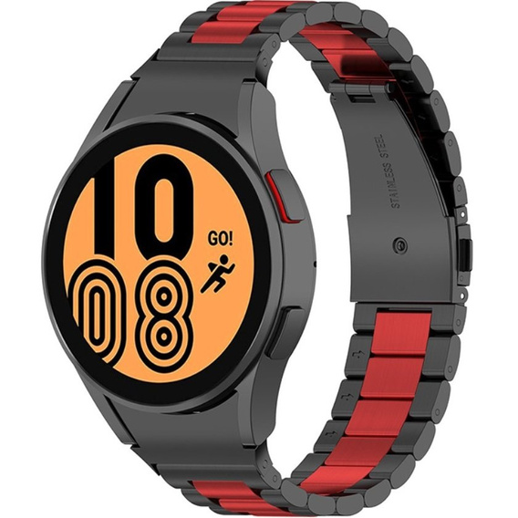 Браслет Stainless для  Samsung Galaxy Watch 4 / 4 Classic - Black/Red