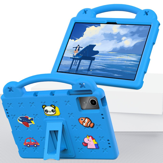 Детский чехол для Lenovo Tab M11, Cute Patterns, с подставкой, синий
