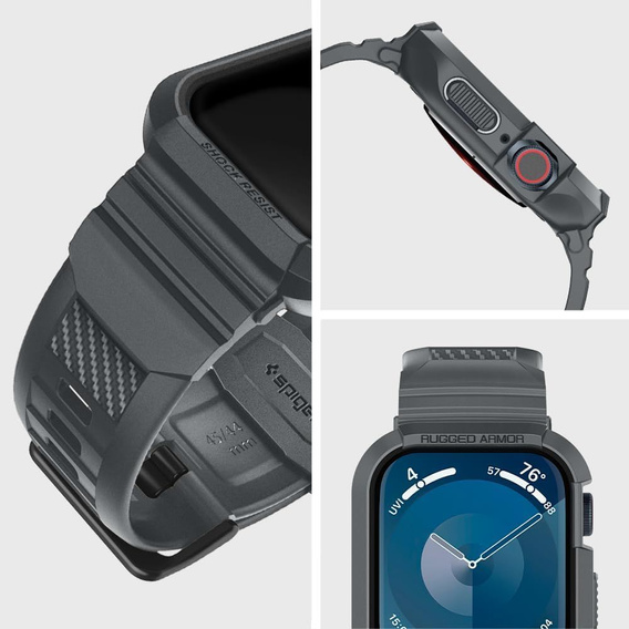 Чехол ремешок SPIGEN до Apple Watch 4/5/6/7/SE 44/45mm, Rugged Armor Pro, Charcoal Grey
