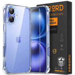 Чохол для iPhone 16, Erbord Dropproof, прозорий + скло