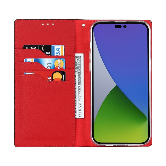 Откидной чехол для iPhone 14 Pro Max, Litchi Skin Grain, чёрный