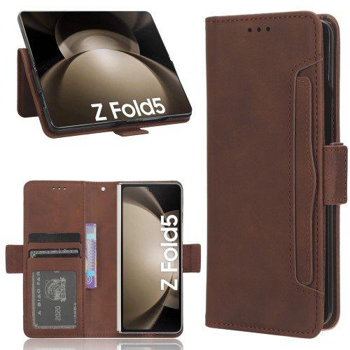 Откидной чехол для Samsung Galaxy Z Fold 5 5G, Card Slot, коричневый