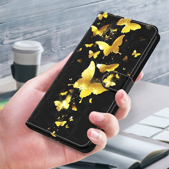 Откидной чехол для Samsung Galaxy A14 4G/5G, Wallet Butterfly, золотой
