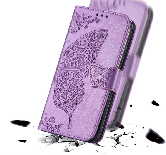 Откидной чехол для Realme 12 Pro 5G / 12 Pro+ 5G, Butterfly, фиолетовый