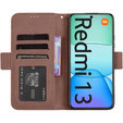 Футляр з клапаном для Xiaomi Redmi 13, Card Slot, коричневий