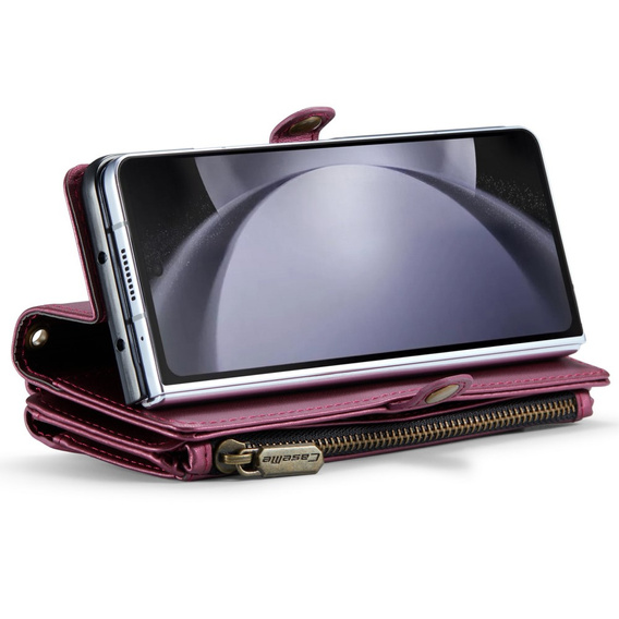 Чохол CASEME для Samsung Galaxy Z Fold6 5G, RFID Leather Wallet з плечовим ременем, червоний