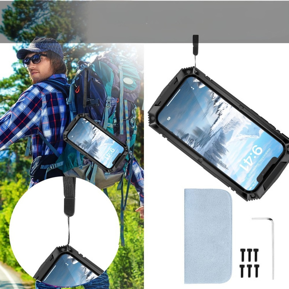 Бронированный чехол для iPhone 16E, R-JUST, чёрный