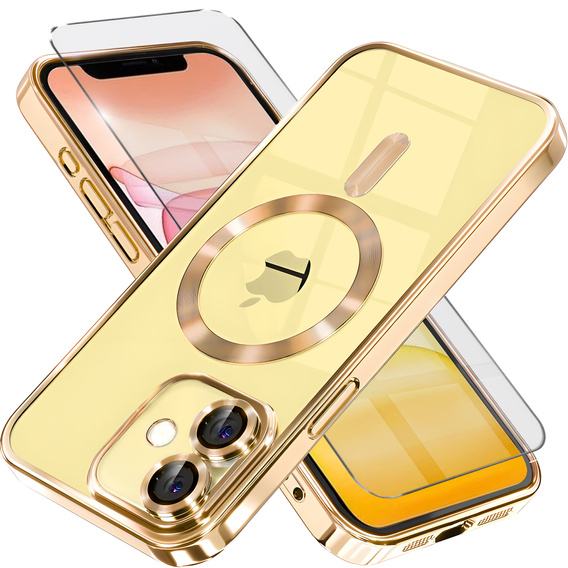 Чохол для iPhone 11, Electro MagSafe, золотий + Скло на екран