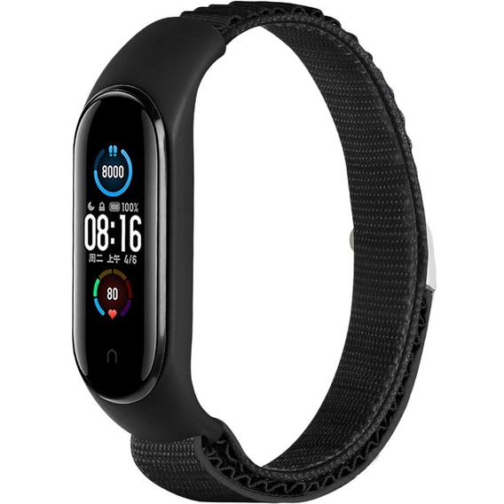Нейлоновый ремешок до Xiaomi Mi Band 3/4/5/6/7/7 NFC, Black