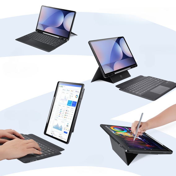 Чехол-клавиатура для Samsung Galaxy Tab S8 Ultra / S9 Ultra / S10 Ultra, Dux Ducis DK Series, черный