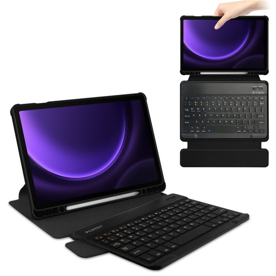 Чехол клавиатура для Samsung Galaxy Tab S10 Lite / S10 FE / S9 FE, Rotary 360° Leather, чёрный