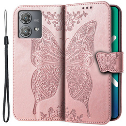 Чохол-книжка для Motorola Edge 40 Neo, Butterfly, рожевий rose gold