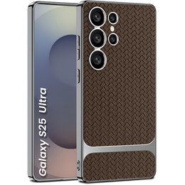 Чoхол до Samsung Galaxy S25 Ultra, GKK Woven Leather, кава